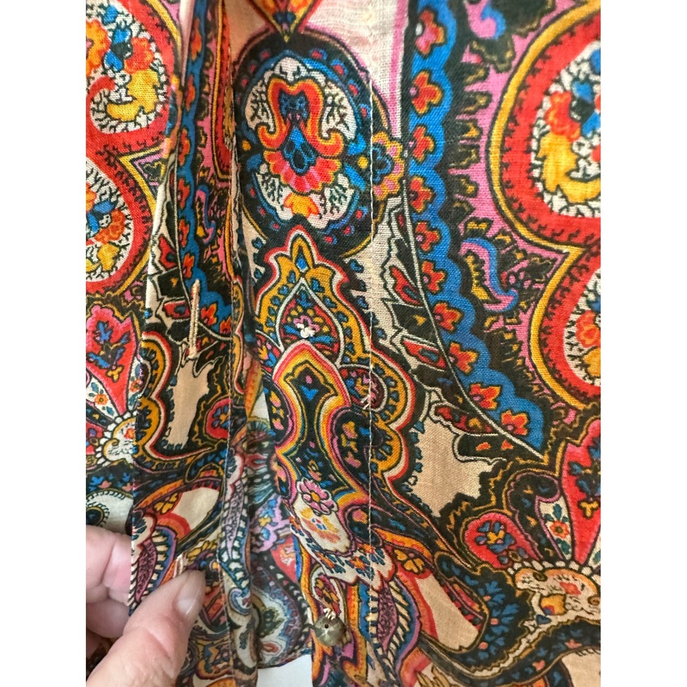 Zimmermann Multi Color Paisley Print 100% Ramie Button Up Shirt Long Sleeve 10 M View 2